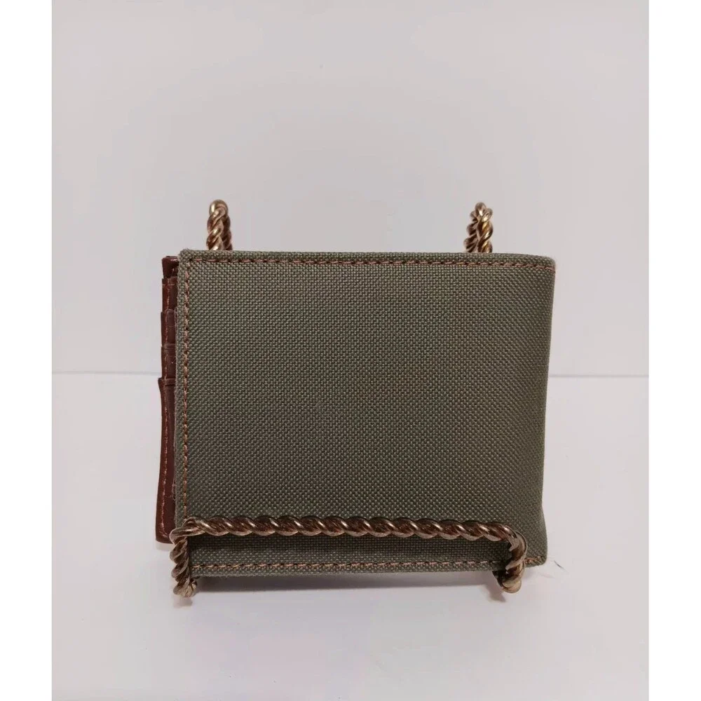 Lake & Trail Green Canvas / Brown Leather Bi-fold Men's Wallet 4.25